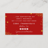Classy & Luxurous Red Gold Glitter Star Dank u Visitekaartje (Achterkant)