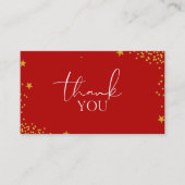 Classy & Luxurous Red Gold Glitter Star Dank u Visitekaartje (Voorkant)