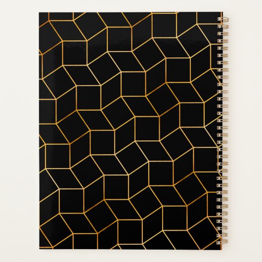 Classy Luxury Abstract Black Gold Professional Planner (Achterkant)