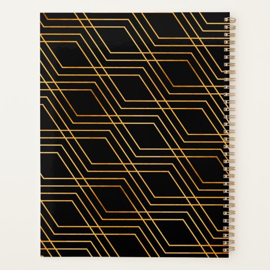 Classy Luxury Abstract Black Gold Professional Planner (Achterkant)