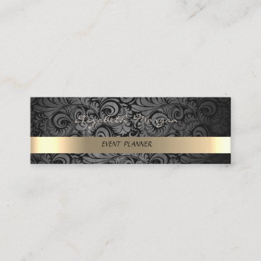 Classy Luxury Elegant, Damask, Faux Gold Mini Visitekaartje (Voorkant)