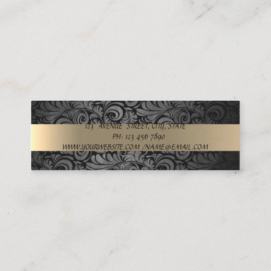 Classy Luxury Elegant, Damask, Faux Gold Mini Visitekaartje (Achterkant)