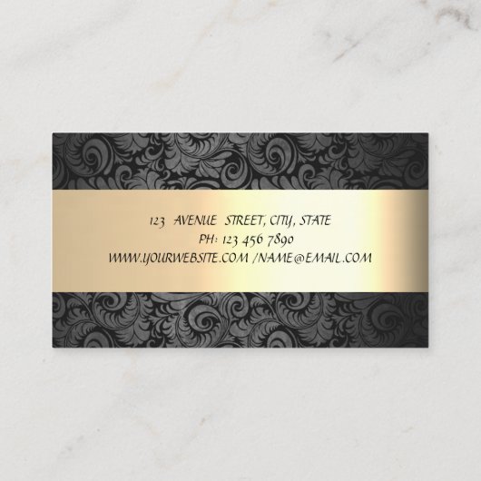 Classy Luxury Elegant, Damask, Faux Gold Stripes Visitekaartje (Achterkant)