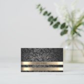 Classy Luxury Elegant, Damask, Faux Gold Stripes Visitekaartje (Staand voorkant)
