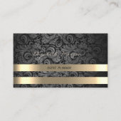 Classy Luxury Elegant, Damask, Faux Gold Stripes Visitekaartje (Voorkant)