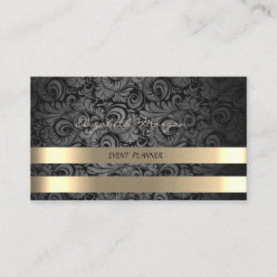 Classy Luxury Elegant, Damask, Faux Gold Stripes Visitekaartje