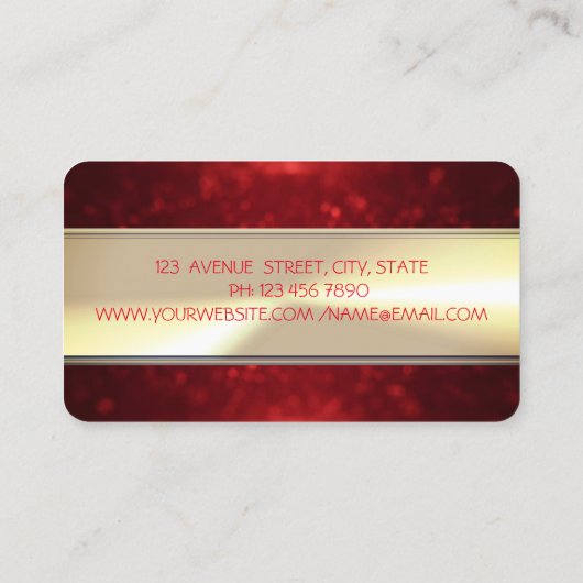 Classy Luxury Elegant, Glitter Lashes, Red Bokeh Visitekaartje (Achterkant)