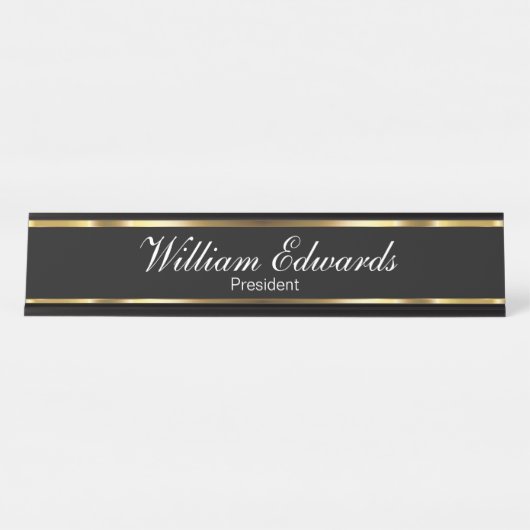 Classy Luxury Gold Black Executive Design Bureau Naambordje (Voorkant)