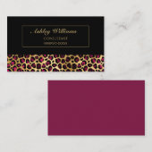 Classy Luxury Gold en Burgundy Leopard Design Visitekaartje (Voorkant / Achterkant)