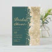 Classy luxury green gold glitter Bridal Shower Kaart (Staand voorkant)