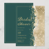 Classy luxury green gold glitter Bridal Shower Kaart (Voorkant / Achterkant)