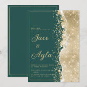 Classy luxury green gold glitter Wedding Kaart (Voorkant / Achterkant)