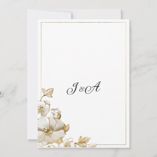 Classy luxury white and gold floral Save the Date Kaart (Achterkant)