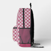 Classy magenta rood roze gingham check patroon bedrukte rugzak (Rechts)