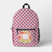 Classy magenta rood roze gingham check patroon bedrukte rugzak (Voorkant)