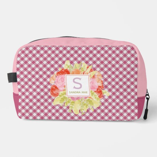 Classy magenta rood roze gingham check patroon toilettasje (Voorkant)