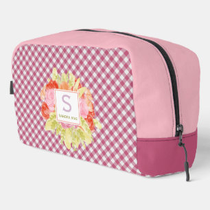 Classy magenta rood roze gingham check patroon toilettasje