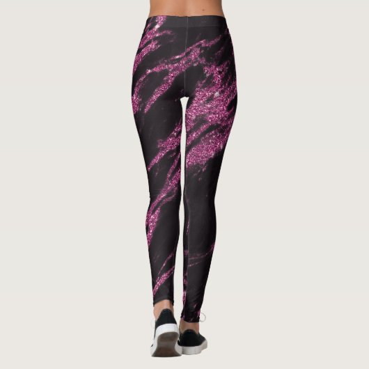 Classy Magenta roze zwart marmer Leggings (Achterkant)