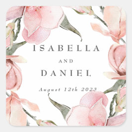 Classy Magnolia Custom Wedding Vierkante Sticker