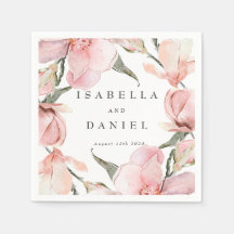 Classy Magnolia Personalized Wedding Napkins