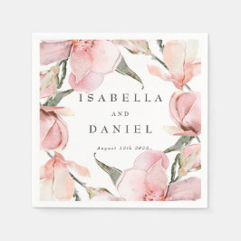 Classy Magnolia Personalized Wedding Napkins Servet