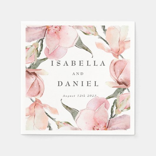 Classy Magnolia Personalized Wedding Napkins Servet (Voorkant)