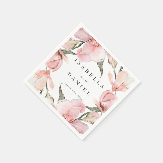 Classy Magnolia Personalized Wedding Napkins Servet (Hoek)