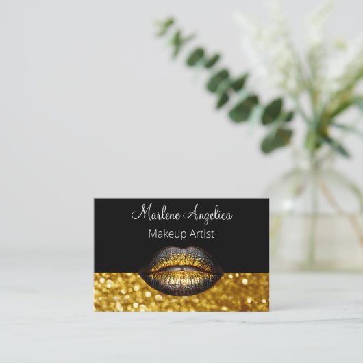 Classy Makeup Artist Glitzy Lips Visitekaartje (Staand voorkant)