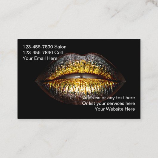 Classy Makeup Artist Glitzy Lips Visitekaartje (Achterkant)