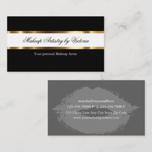 Classy Makeup Artist Visitekaartjes (Voorkant / Achterkant)
