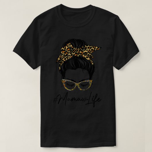Classy Mamaw Life Messy Bun Leopard Print Women Mo T-shirt (Design voorkant)