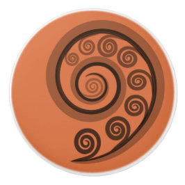 Classy Mandarin-Oranje Curly Swirls Ceramic Knob. Keramische Knop