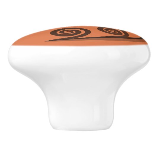 Classy Mandarin-Oranje Curly Swirls Ceramic Knob. Keramische Knop (Zijkant)