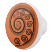 Classy Mandarin-Oranje Curly Swirls Ceramic Knob. Keramische Knop (Rechts)