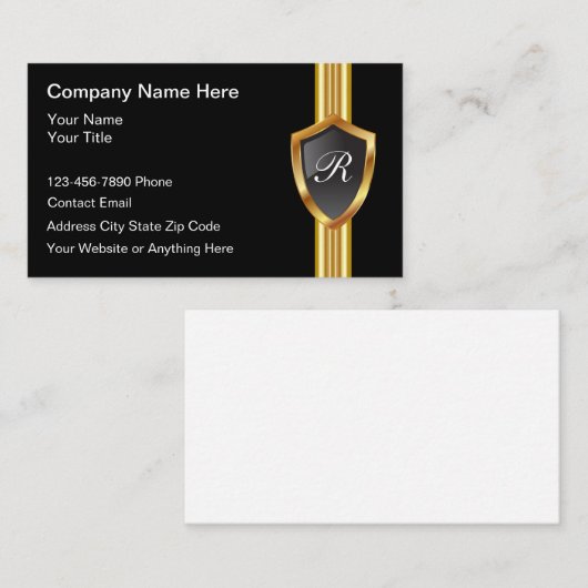 Classy mannelijk monogram Visitekaartjes (Voorkant / Achterkant)