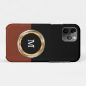 Classy Mannen Monogram Lederen Kunst Case-Mate iPhone Case (Achterkant (horizontaal))