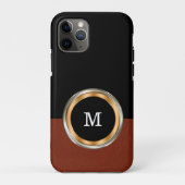 Classy Mannen Monogram Lederen Kunst Case-Mate iPhone Case (Achterkant)