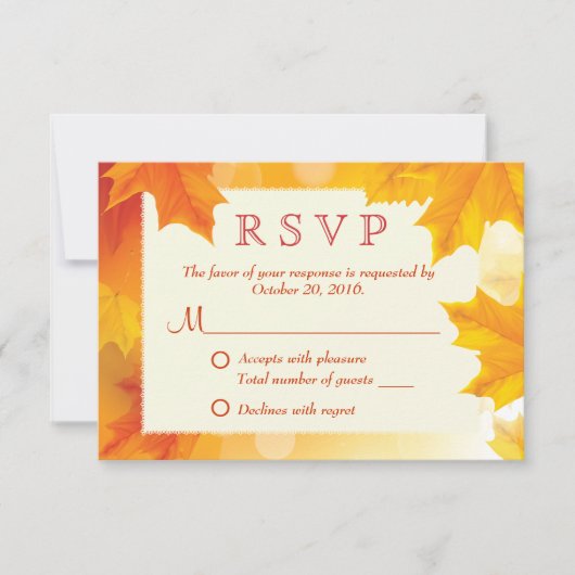 Classy Maple Leaves Fall Wedding RSVP-kaart RSVP Kaartje (Voorkant)
