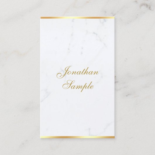 Classy Marble Gold Modern Handgeschreven Script Ch Visitekaartje (Voorkant)