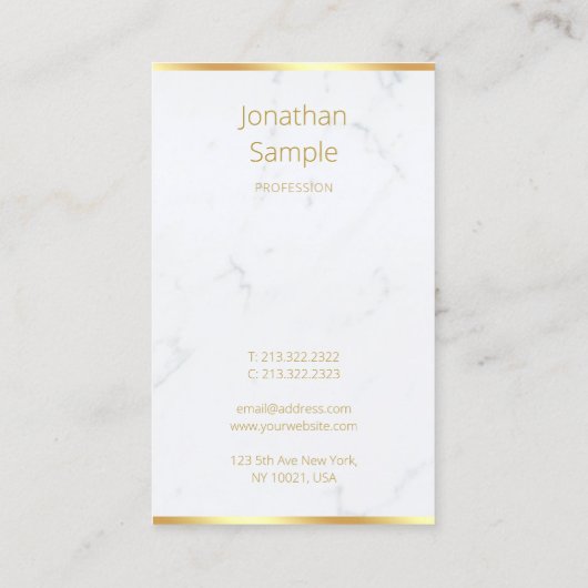 Classy Marble Gold Modern Handgeschreven Script Ch Visitekaartje (Achterkant)