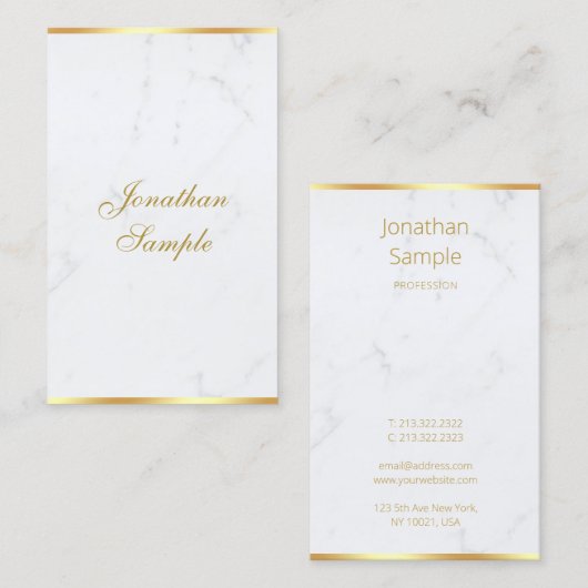 Classy Marble Gold Modern Handgeschreven Script Ch Visitekaartje (Voorkant / Achterkant)