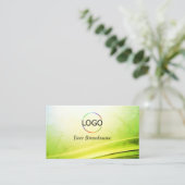 Classy Marble Green Curved Decor met Logo QR-code Visitekaartje (Staand voorkant)