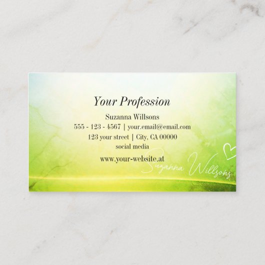 Classy Marble Green Curved Decor met Monogram Visitekaartje (Achterkant)