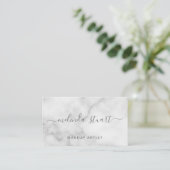 Classy Marble Modern Script Visitekaartje (Staand voorkant)