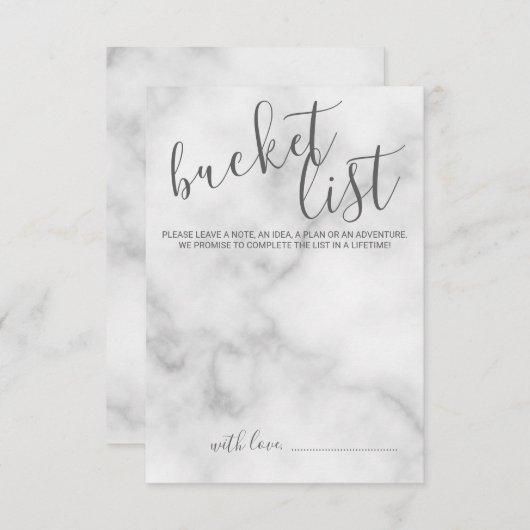 Classy Marble Modern Script Wedding Bucket List Advieskaart (Voorkant / Achterkant)