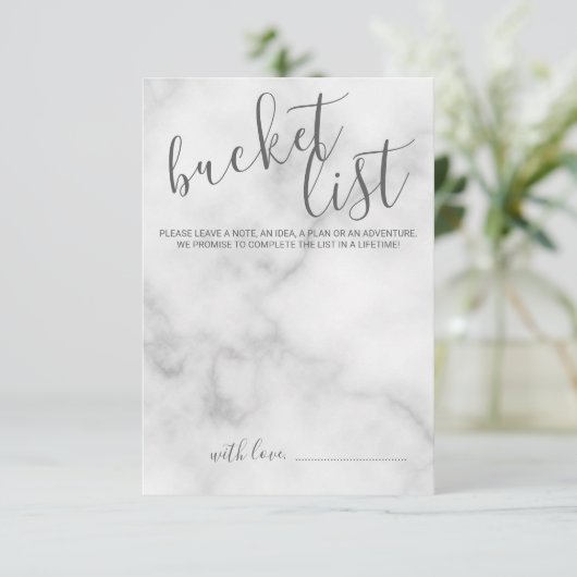 Classy Marble Modern Script Wedding Bucket List Advieskaart (Staand voorkant)