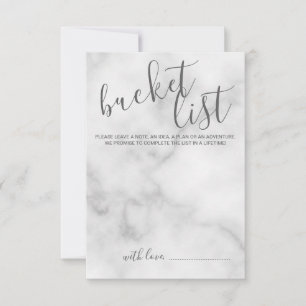 Classy Marble Modern Script Wedding Bucket List Advieskaart