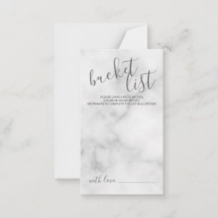 Classy Marble Modern Script Wedding Bucket List Advieskaart