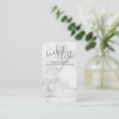 Classy Marble Modern Script Wedding Bucket List Advieskaart (Staand voorkant)
