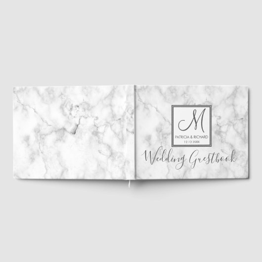 Classy Marble Monogrammed Wedding Gastenboek (Volledig)